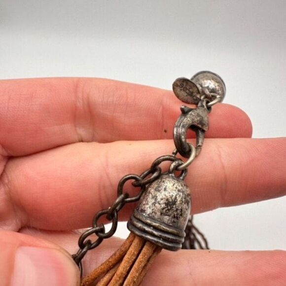 Chico’s black beaded layered multi-strand twisted necklace leather cord Chunky - Picture 6 of 11